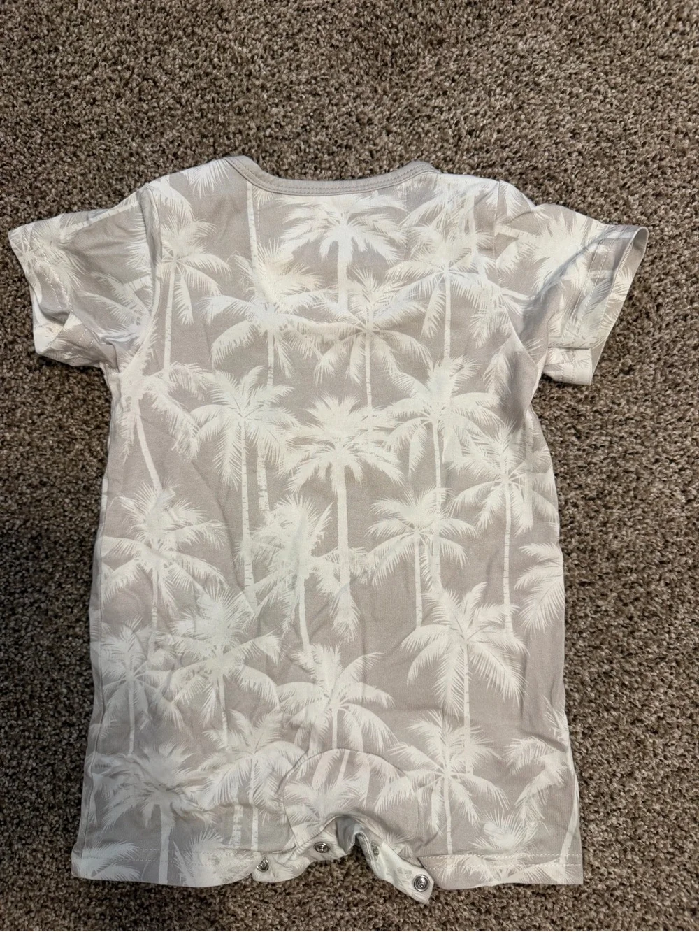 Little Bipsy Tan Palm-Print Short Sleeve One-Piece